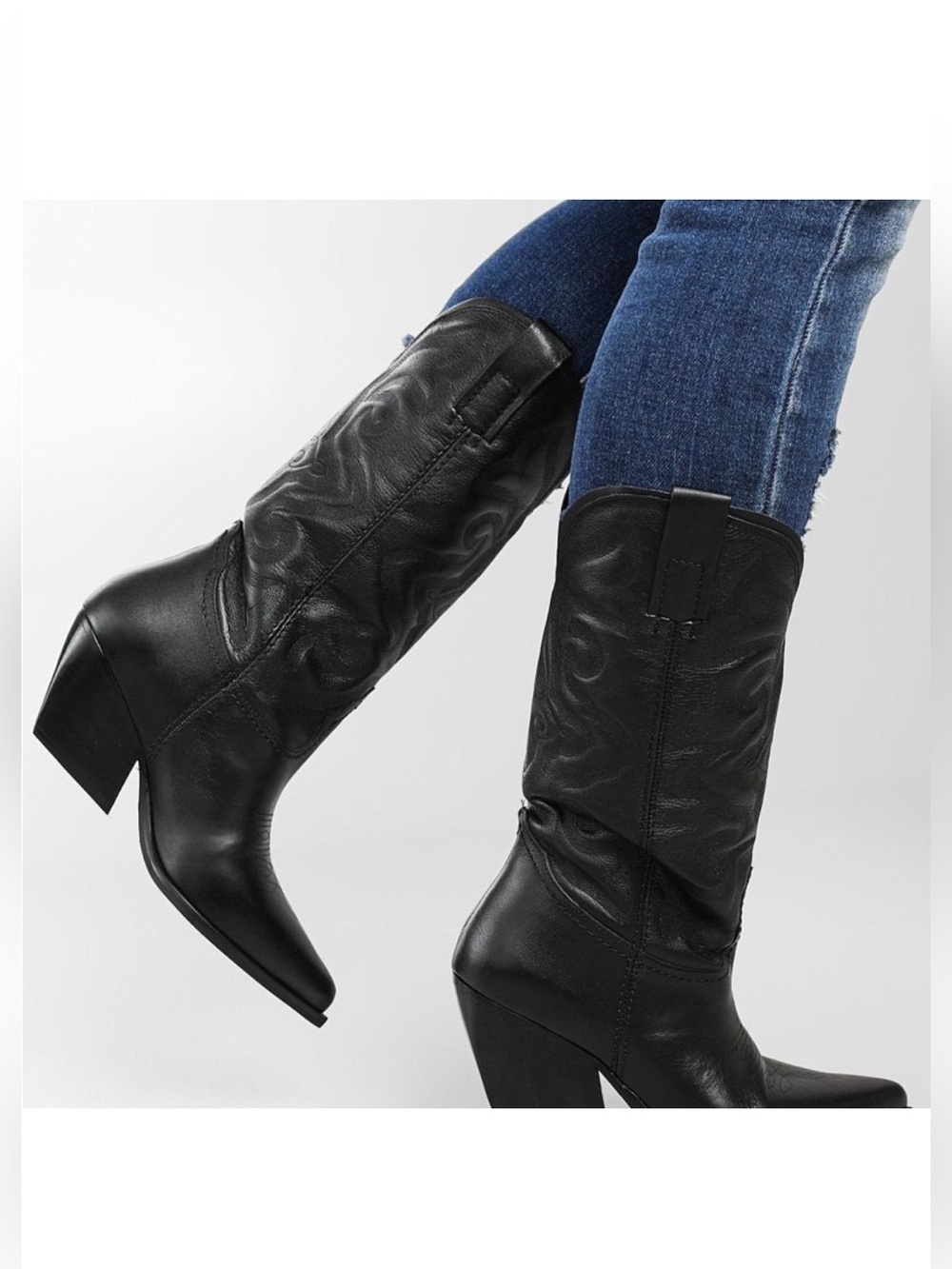 Steve Madden Black Western Heeled Boots